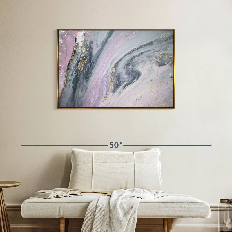 Pink And Grey Luper, Floating Frame Gold, 37" X 25"