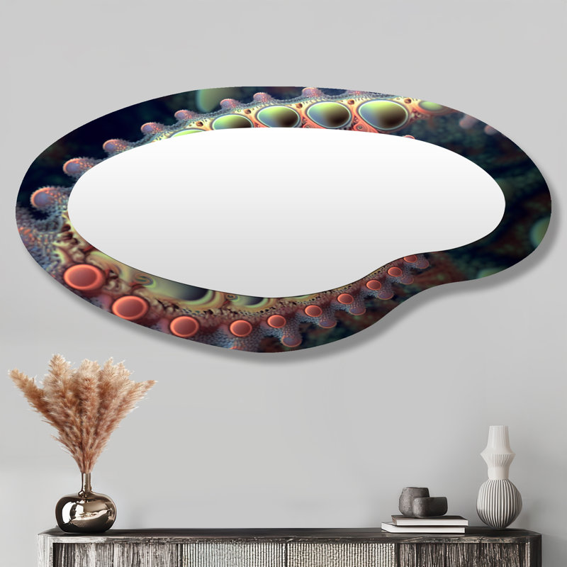 Pastel Fractal Spiral Universe I - Art abstrait en métal - Miroir mural moderne asymétrique