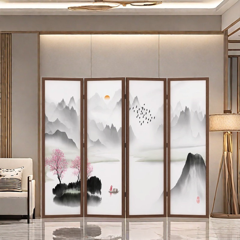 Neo-Chinese Ink Art Screen, 70.86" H x 70.86" W x 1.37" D