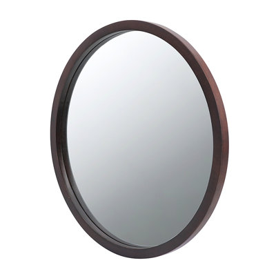 20" X 20" Circle Wall Mirror With Wooden Frame And Finish,Wall Mirror For Living Room Dining Room