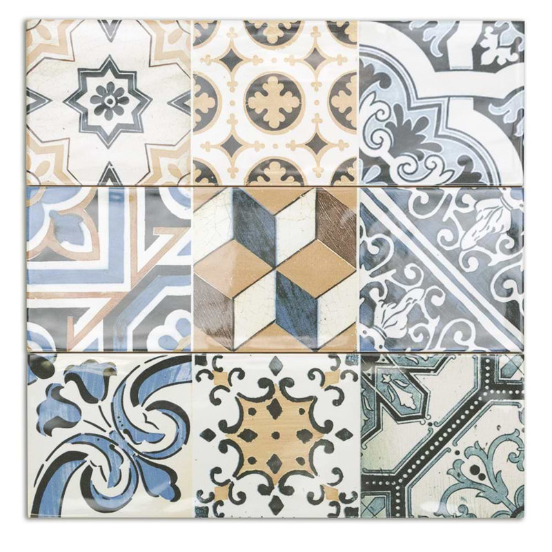 Santa Monica 4X12 Ceramic Wall Tile, Warm Deco