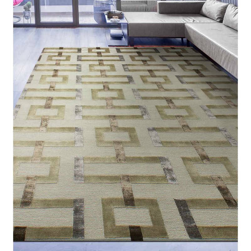 Geometric Area Rug in Brown/Gray/Beige, Rectangle 6' x 9'