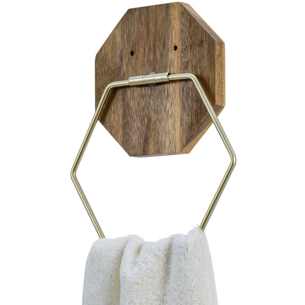 BOJUNTAN Modern Wall Mounted Brass-Tone Hexagon Wire Towel Ring