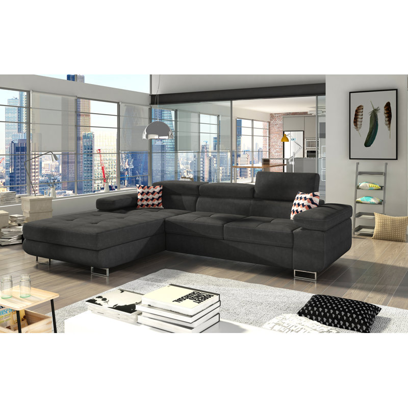 Marni 4 Seater Sofa Bed, Burgundy, Left Hand Facing