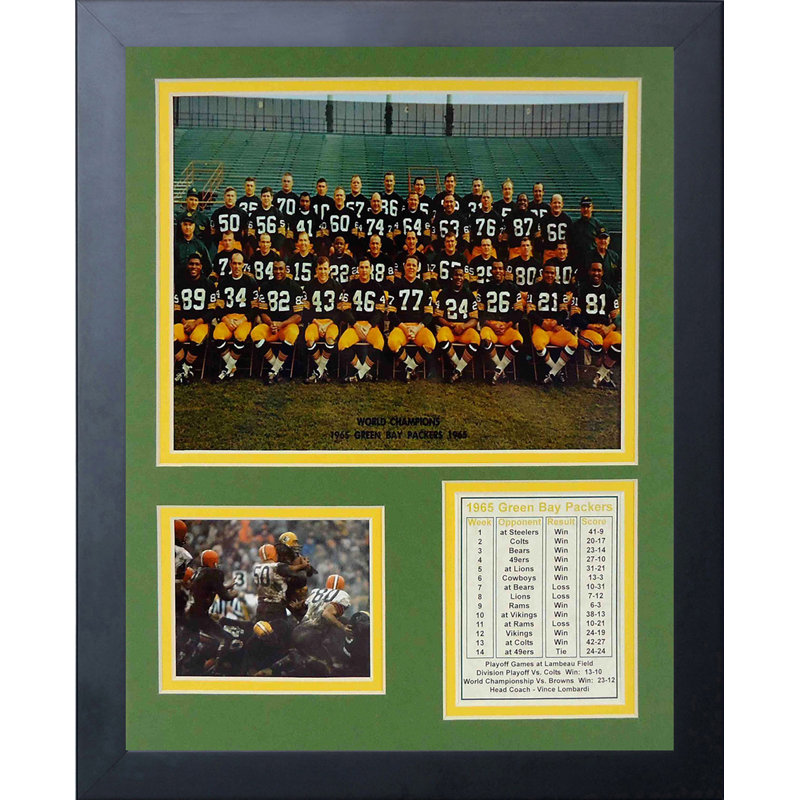 Souvenirs encadrée green bay packers 1965 champs encadrés