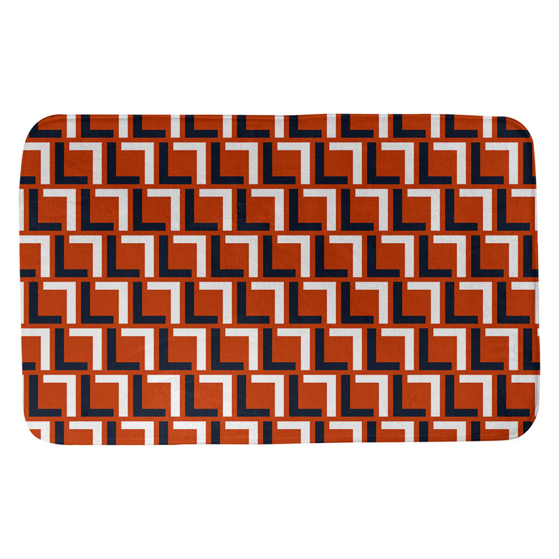 Tapis pour salle de bain Baltimore, l 17 po x L 24 po, Orange/Dark Navy/White