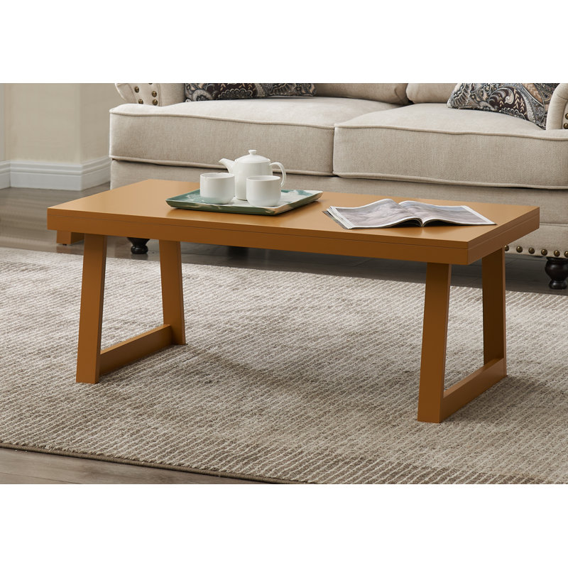 Table basse rectangulaire en bois Charlie, tables d'appoint décoratives pour salon, Moutarde au miel