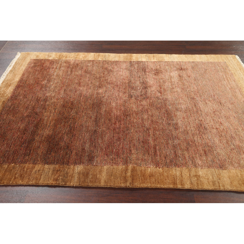 Tapis contemporain intérieur / extérieur à rayures noué à la main 6 x 8