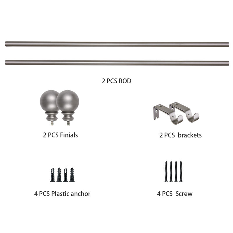Adjustable Single Curtain Rod, 36” – 72”, Antique Bronze