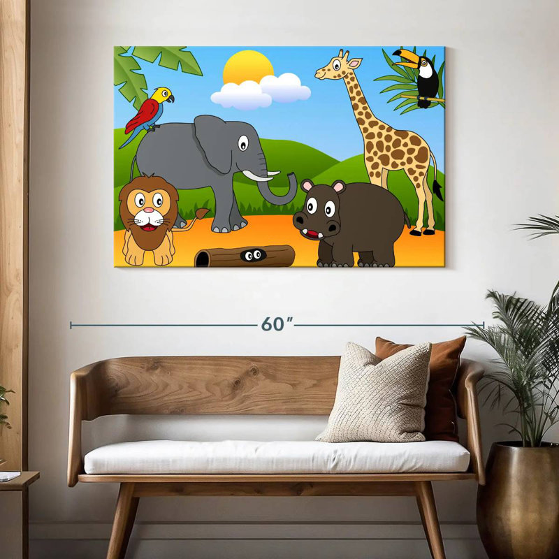 Ashelle, animaux de la jungle, H 32 po x l 48 po