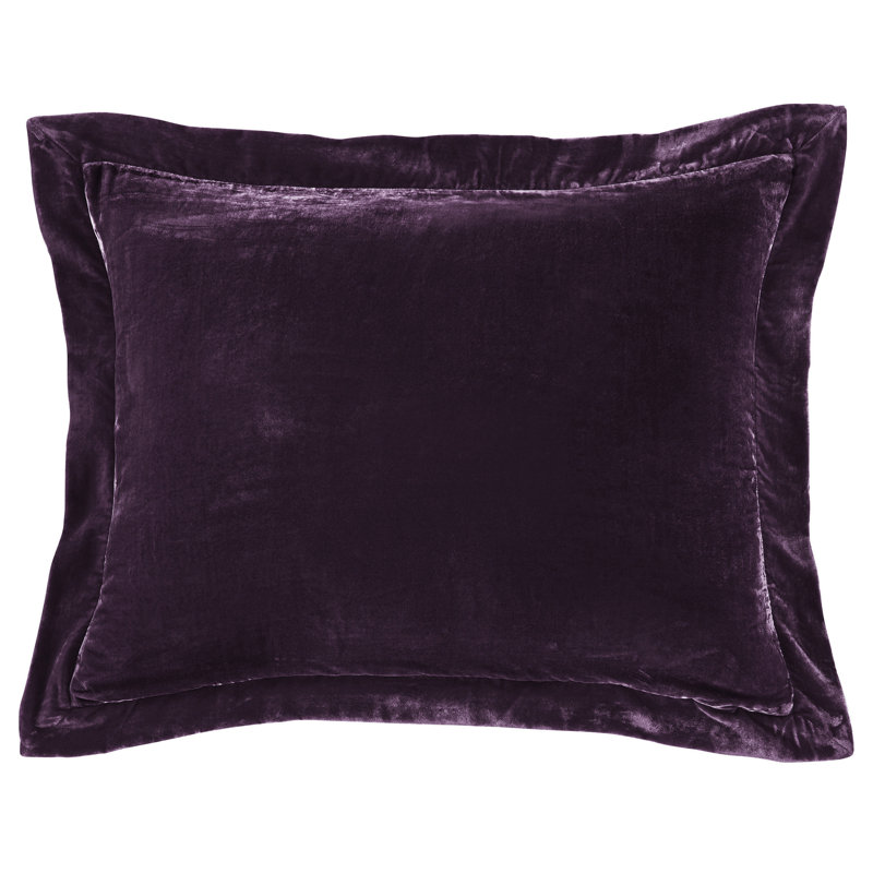 Stella Faux Silk Velvet Flanged Romantic Western 27x39 inch Dutch Euro Pillow, Dark Violet