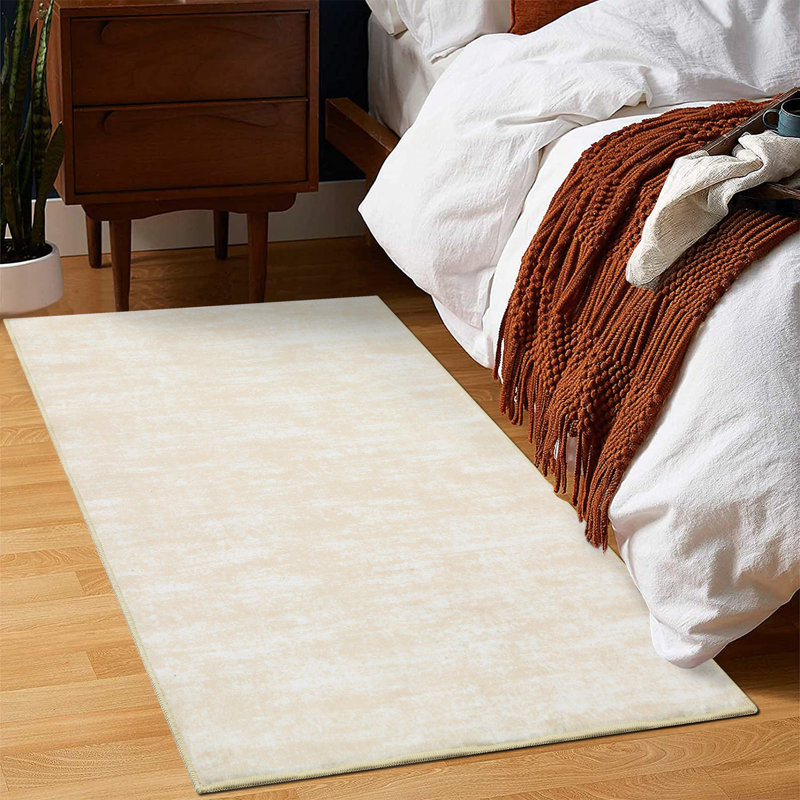 Machine Washable Rug with Rubber Backing for Living Room Modern Non-Slip Dining Room Rug Easy-Cleaning Solid Floor Carpet for Bedroom Hallway Kitchen Office Playroom