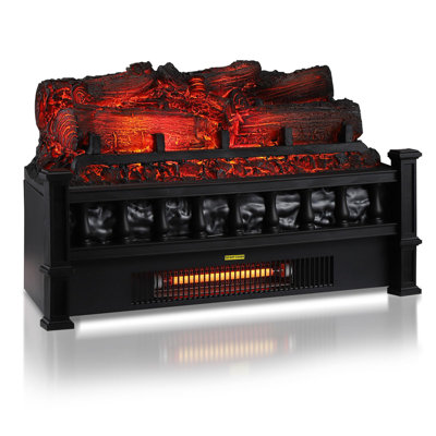 20-Inch Electric Fireplace Log With Remote Control, Thermostat, Insert Heater 5 Flame Brightness