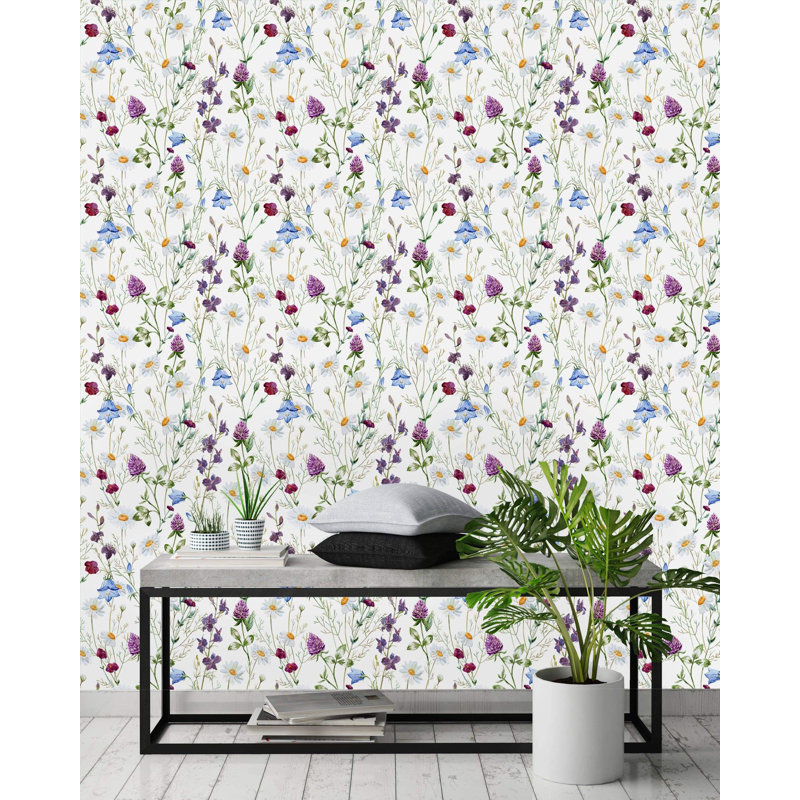 Rouleau de papier peint pelez et collez Olivios Field Flowers, L 10,42 pi x l 25 po