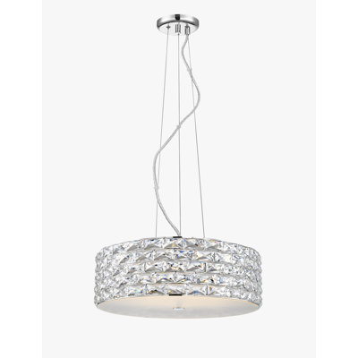 6 - Light Drum LED Pendant with Crystal Accents