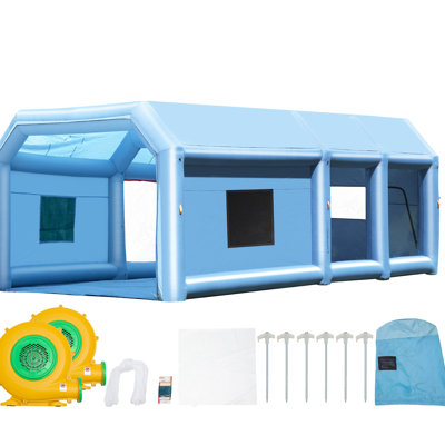 Cabine de peinture portative gonflable pour diverses classes de véhicules 26,2 x 14,8 9,8 pi avec des ventilateurs de 950 W + 750 W et des modèles de système de filtration bloquant