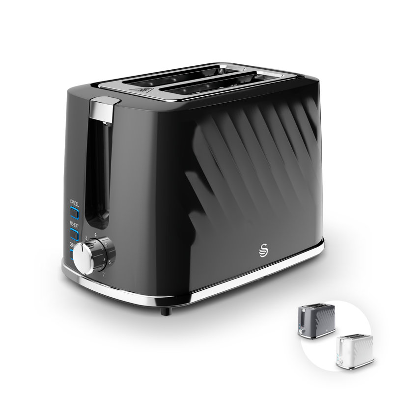 Swan  Windsor 2 Slice Toaster with 7 Browning Levels, Defrost/Reheat/Cancel Functions, Self-Centring Functions and Removable Crumb Tray, 900W