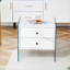 Table de chevet moderne à deux tiroirs - Panneau de fibres à densité moyenne et amp; Meubles de rangement en verre trempé