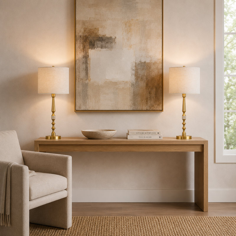 Lampe de table moderne en métal minimaliste, Laiton antique
