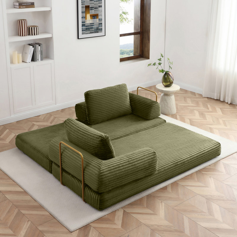 Canapé-lit convertible, canapé désossé pour la chambre à coucher du salon, Vert