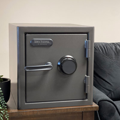 Diamond Fire/Waterproof Home & Office Safe with Combination Lock, Dark Grey Hammertone