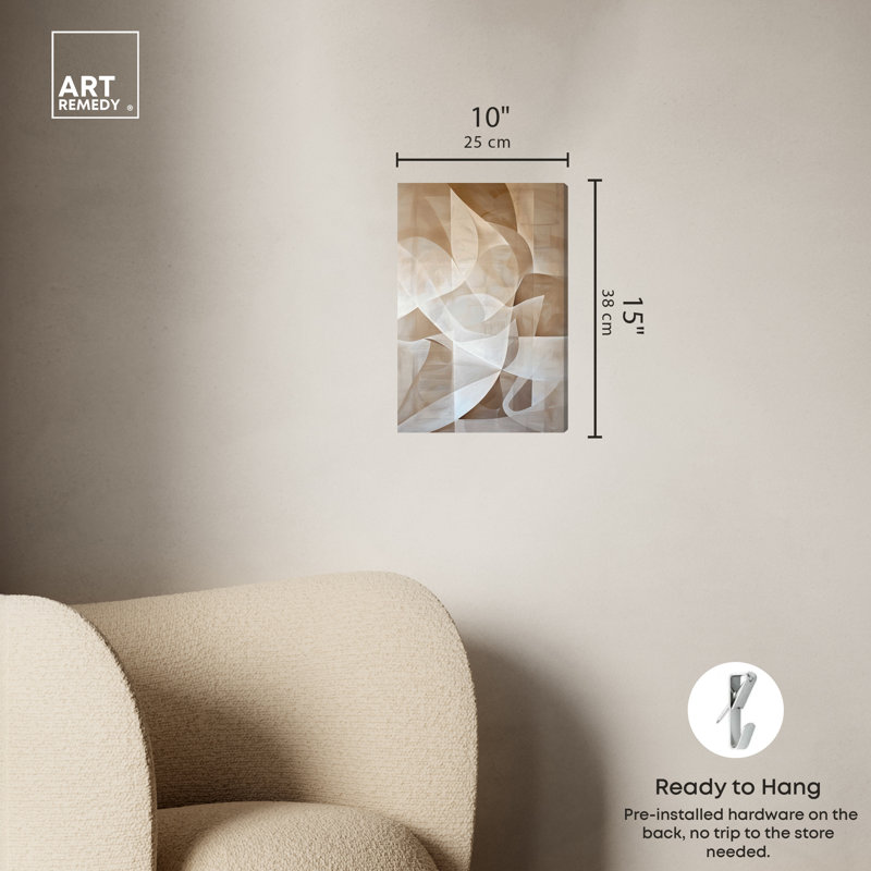 Scattered Thoughts Beige and White Abstract Canvas Wall Art, 10" x 15"