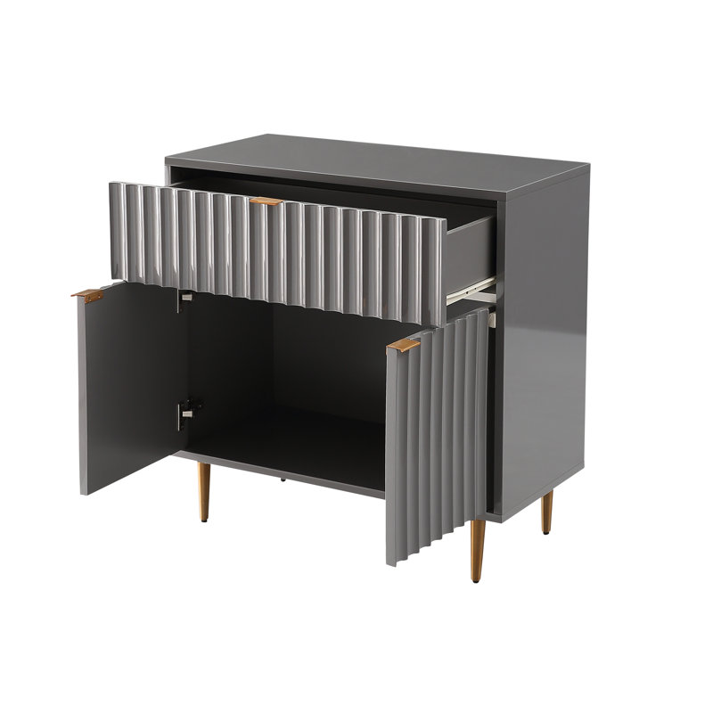 Commode décorative 1 tiroir Ayrica, Gris