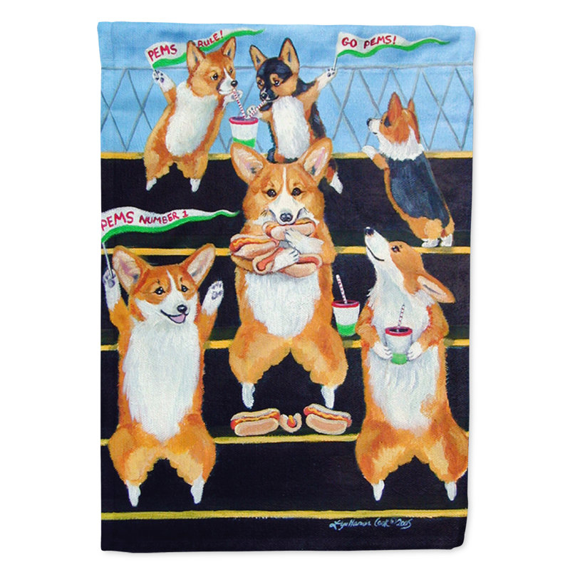 Drapeau de jardin 2 côtés go team corgi