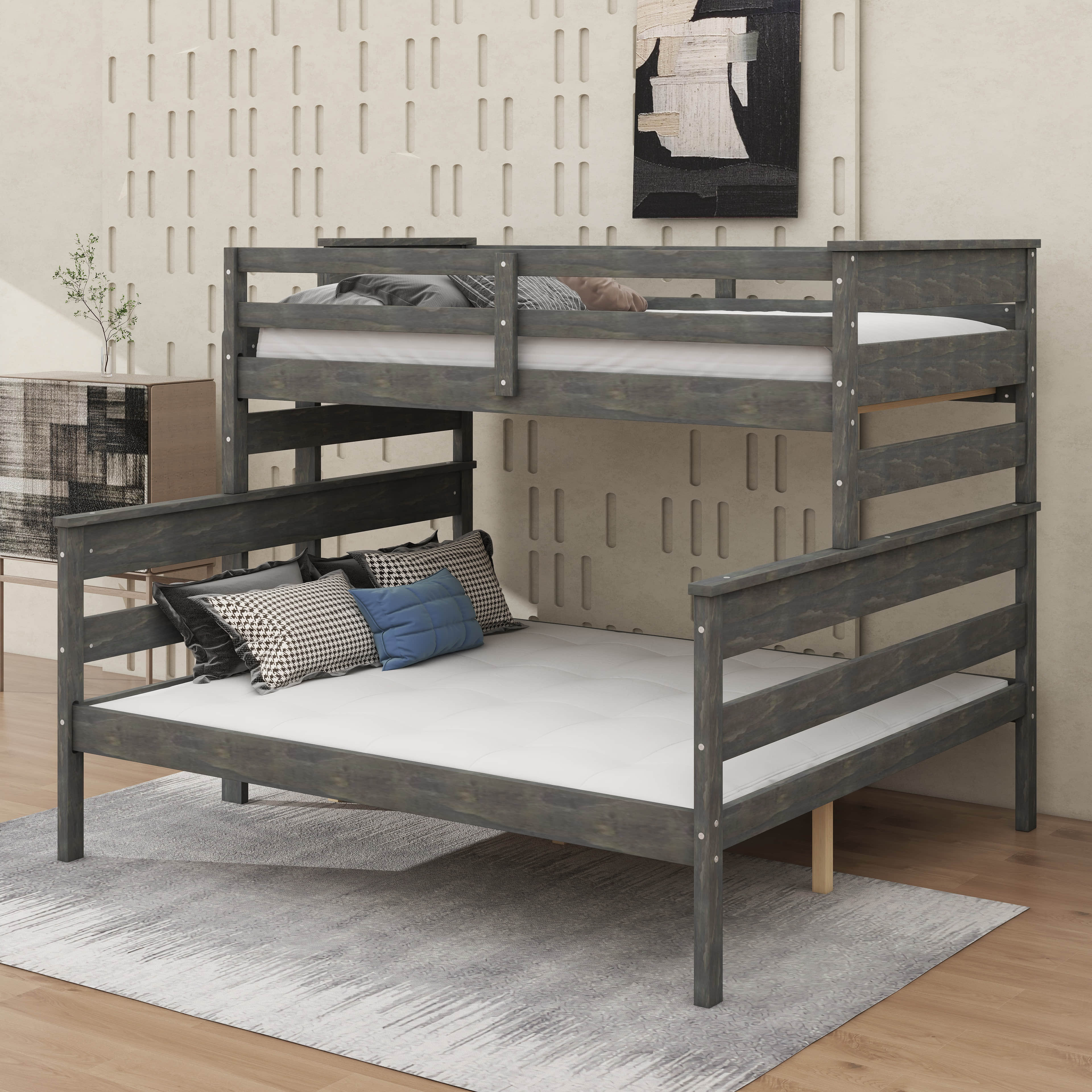 Red Barrel Studio® Wood Twin XL Over Queen Size Bunk Bed | Wayfair