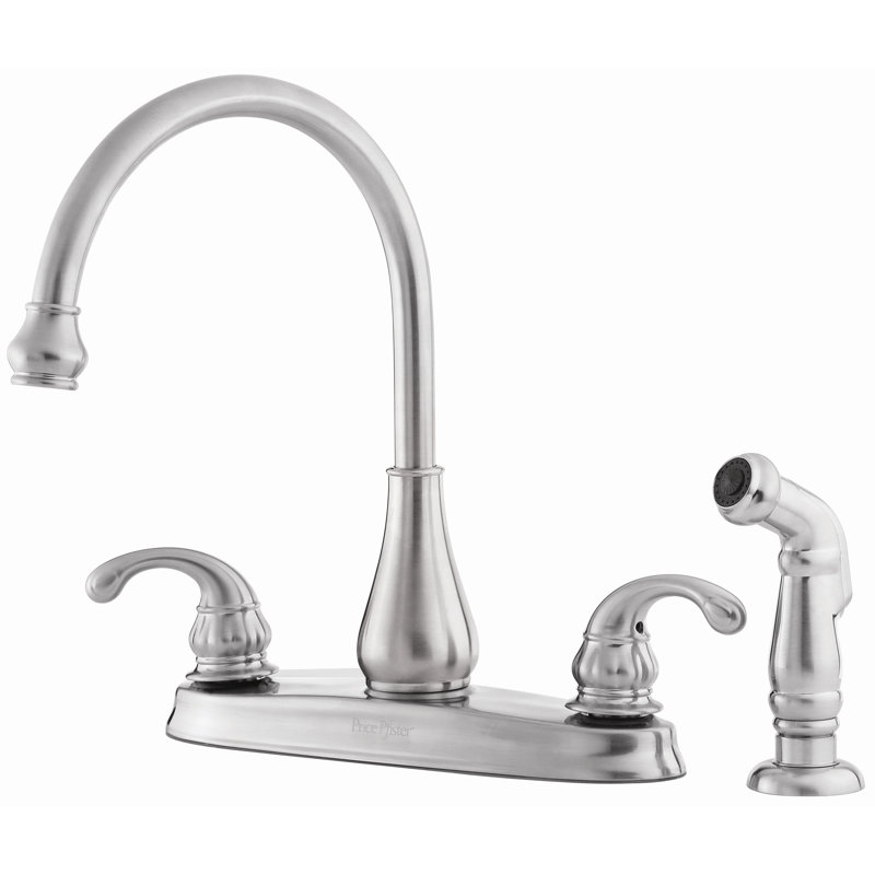 Robinet de cuisine à poignée double avec jet latéral Treviso, Chrome poli