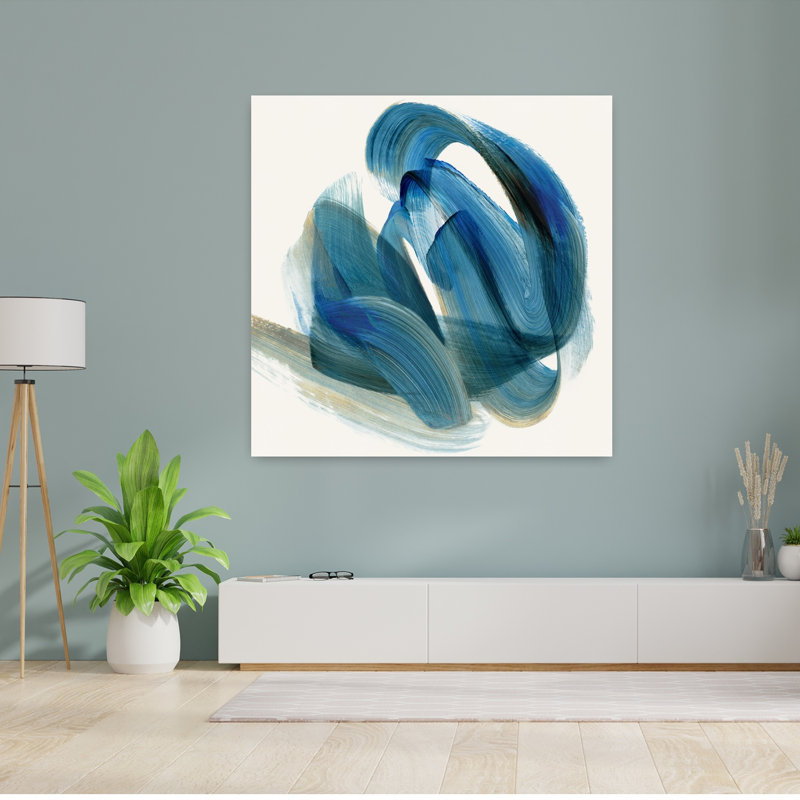 Tourbillon tourbillonnant d'harmonie bleue I, art mural contemporain abstrait, H 48 po x l 48 po
