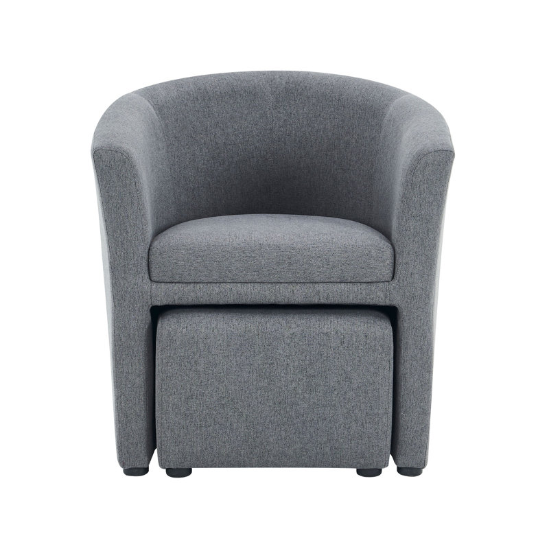 Alleria Fabric Accent Chair with Ottoman, Dark Grey