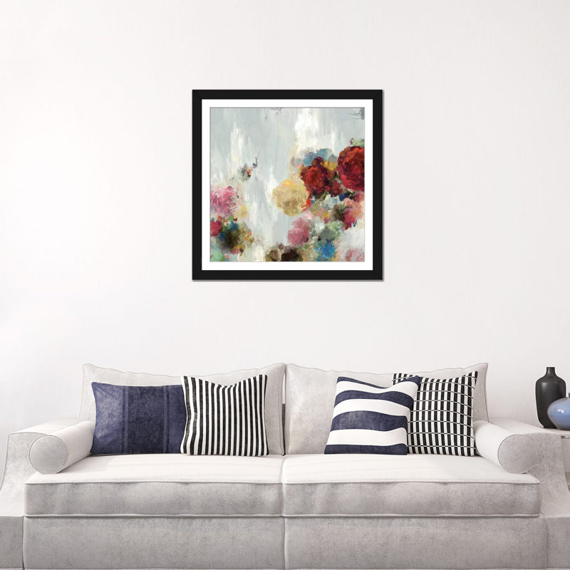 «Sept II», reproduction sur toile, Papier d'art encadré noir, Blanc, H 16 po x l 16 po x P 1 po