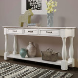63Inch Long Wood Console Table With 3 Drawers And 1 Bottom Shelf For Entryway Hallway Easy Assembly Extra-Thick Sofa Table
