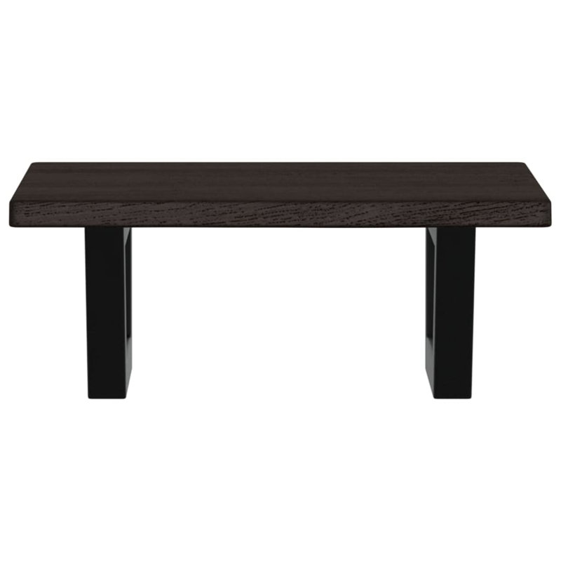 Solid Wood and Steel Bracket Shelf, 2cm H x 40cm W x 50cm D, Black/Dark Brown