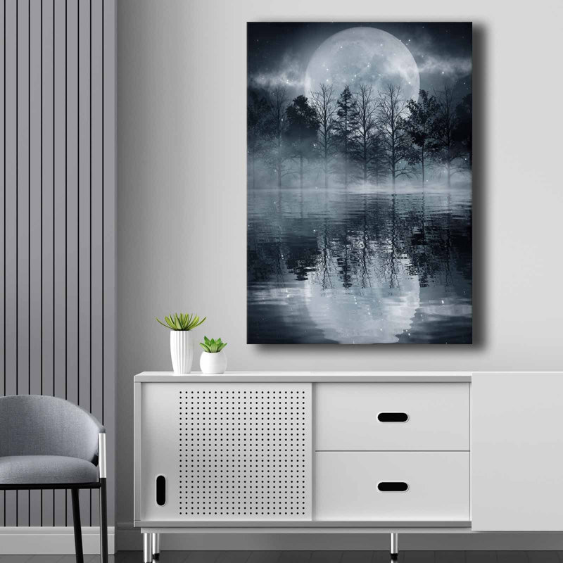 Elegant Decorative Canvas Painting, Grey & White, 27.6 x 39.4 inches | 100% Canvas (Thickness: 0.1 inches) on Sturdy 100% Pine Wood Frame (Thickness: 0.9 inches) | Perfect for Living Room, Bedroom & Office Décor
