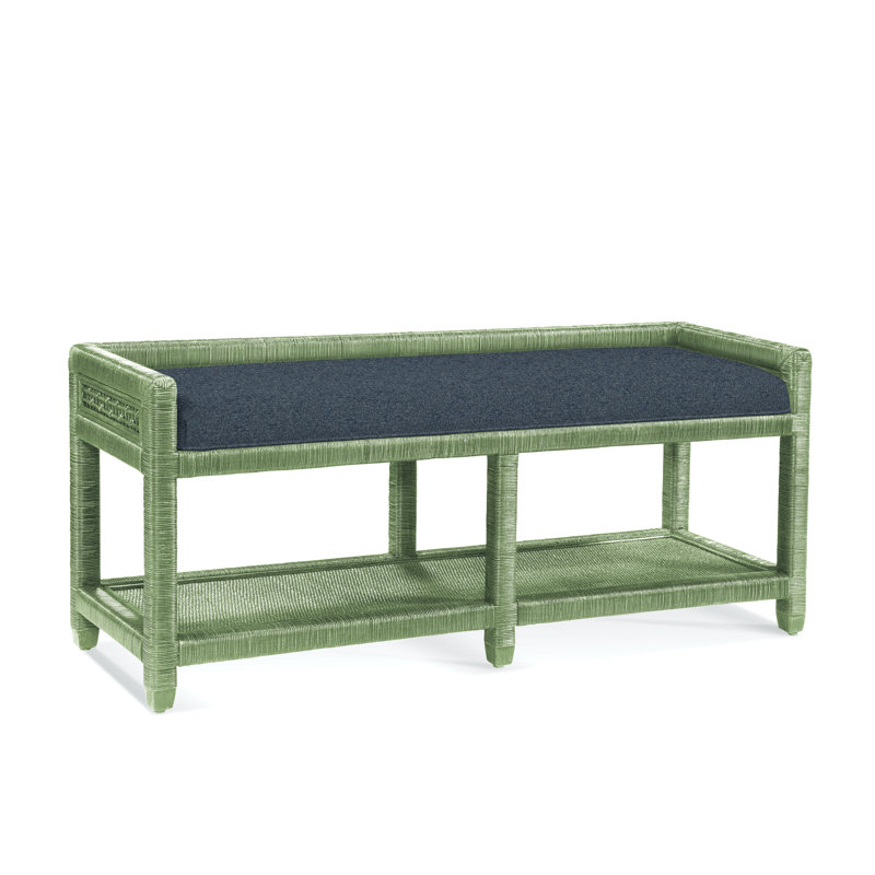 Pine Isle Upholstered Dining Bench, Basic Blue; 0317-63, Celery