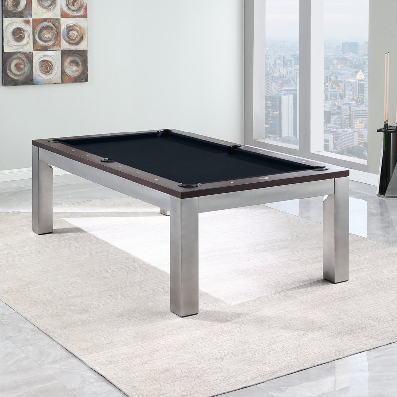 Playcraft Genoa 8' Slate Pool Table With Dining Top & Benches/Professional Installation Included, Black, 7.5'