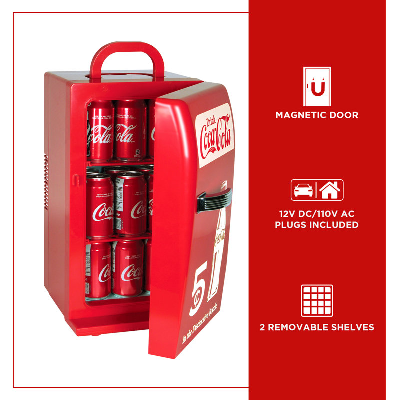 Glacière Coca-Cola rétro 18 mini réfrigérateur 12V DC 110V AC 5,4 L