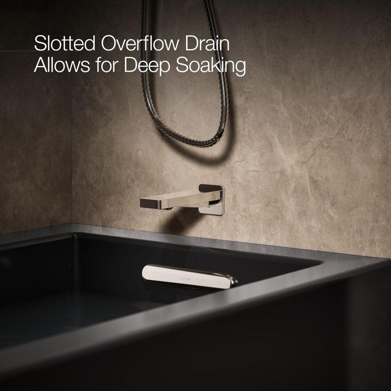 Underscore 60" x 32" Alcove Soaking Bathtub, Black, Right
