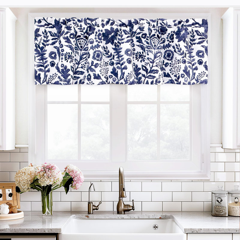 Floral Lined Valance Double Layer Thermal Insulated Room Darkening Blackout Valances 3 Inch Rod Pocket Window Valance for Bathroom Living Room