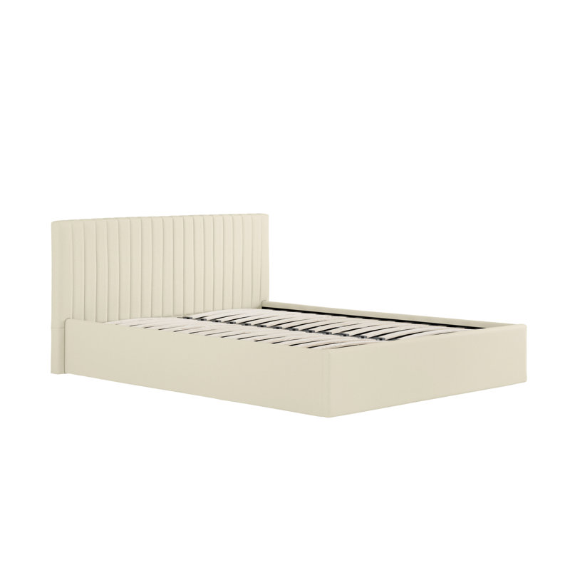 BERLIN UPHOLSTERED END LIFT OTTOMAN STORAGE BED, Double (4'6), White