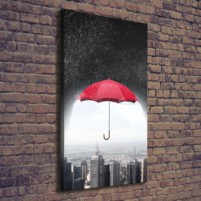 Umbrella over the City 1 Piece Wrapped Canvas Wall Art