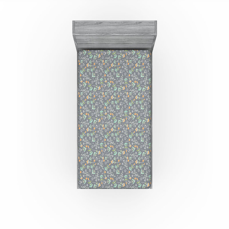 Ambesonne Ombre Fitted Sheet 2-Pack Teal Shades Design, Twin Fitted Sheet, Purpleblue Mint Green Floral