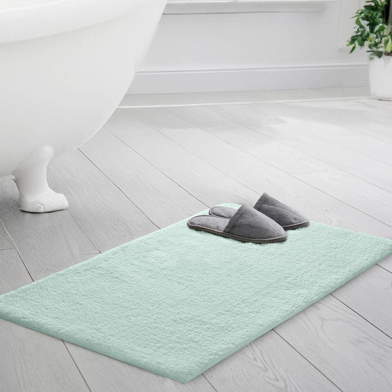 Tapis pour salle de bain 24 po x 40 po de style spa avec humeur douce, technologie de séchage rapide, absorbant, microfibre à poils longs, envers antidérapant, option d'entretien lavable à la machine de qualité et absorbant