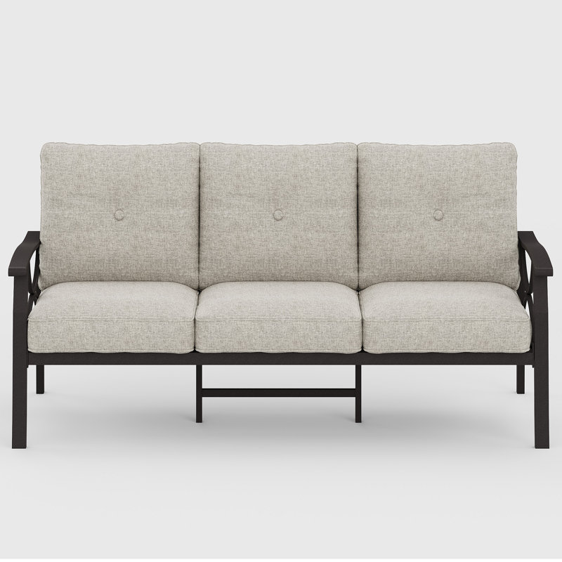 Dorisann 70'' Wide Straight Iron Patio Sofa with Cushions, Khaki