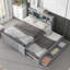Lit plateforme double avec tête de lit à rangement, USB, lit gigogne simple et 3 tiroirs, gris-1177110674-1177110671