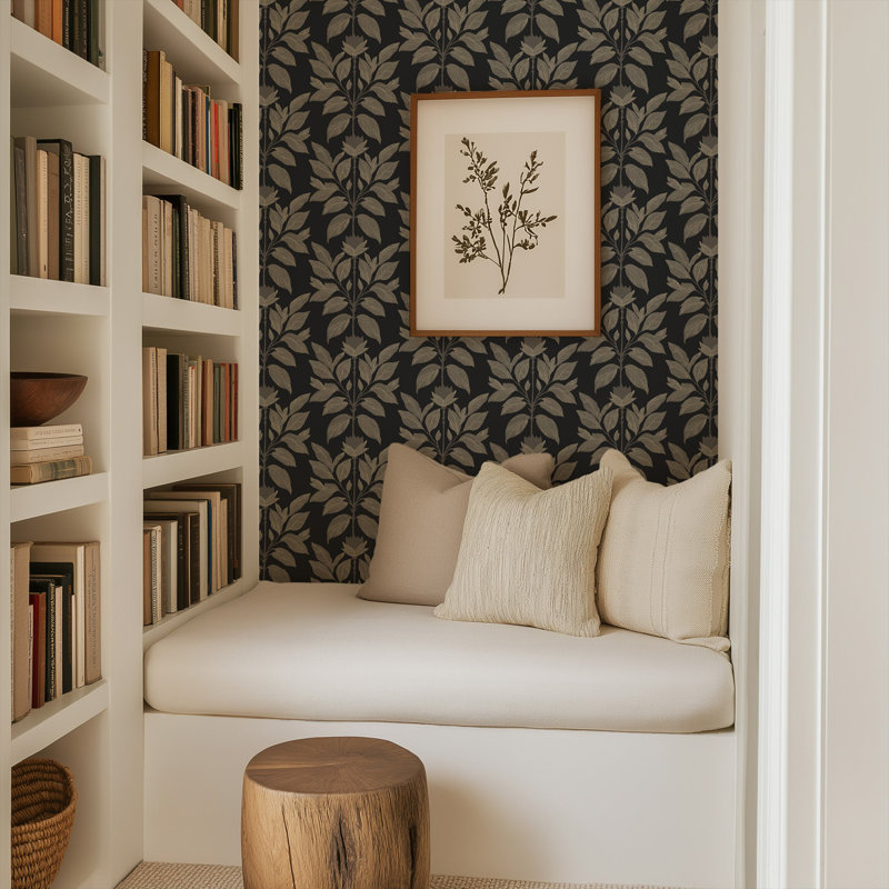 Wayward Petal - Floral Wallpaper, Non-Pasted, Non-Woven, Driftwood Taupe