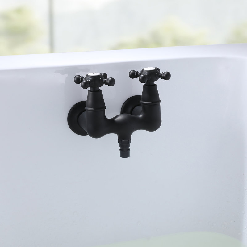 SUMERAIN High Flow Bathtub Faucet Wall Mount, Clawfoot Tub Faucet with Brass Rough-in Valve, Matte Black