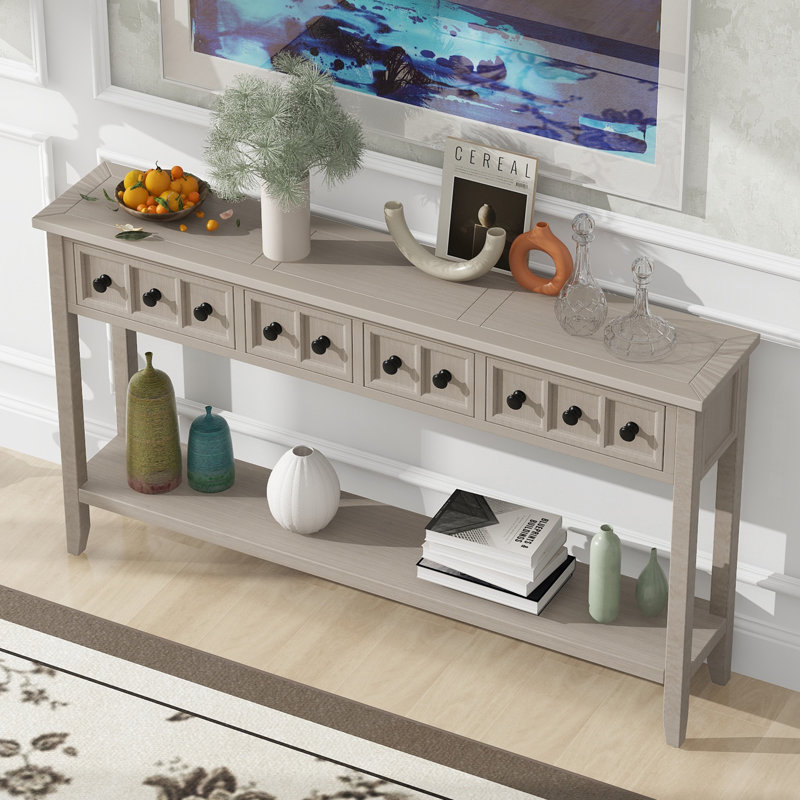 60.03" Console Table, Gray Wash